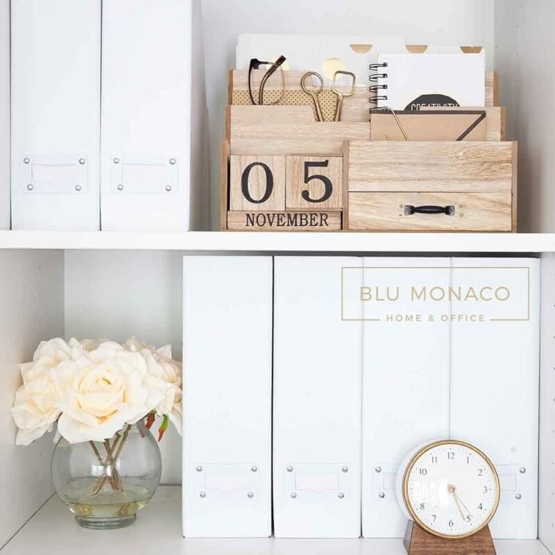 BLU MONACO Juego de 6 Contenedores Blancos para Organización de Revistas - Imagen 2