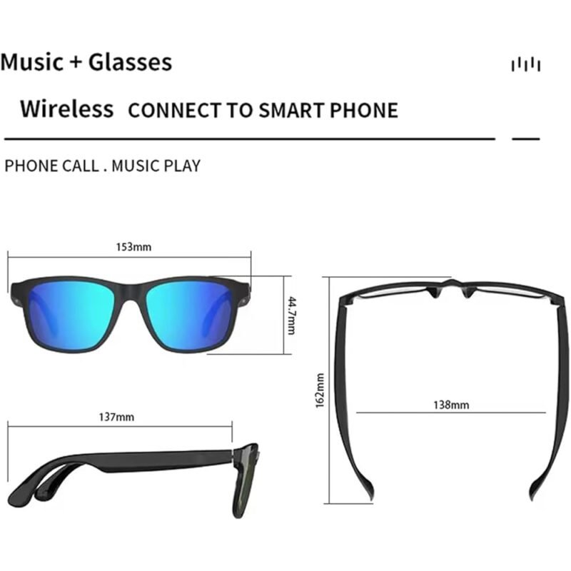 Smart Bluetooth Glasses con Audio Lentes de Sol UV400 para Mujeres y Hombres - Imagen 2