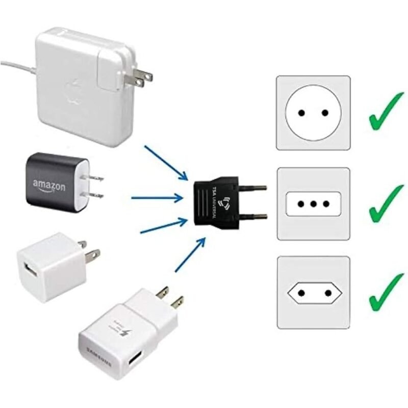 Adaptador de Corriente de Viaje TSA Universal para Indonesia y Bali Negro - Imagen 2