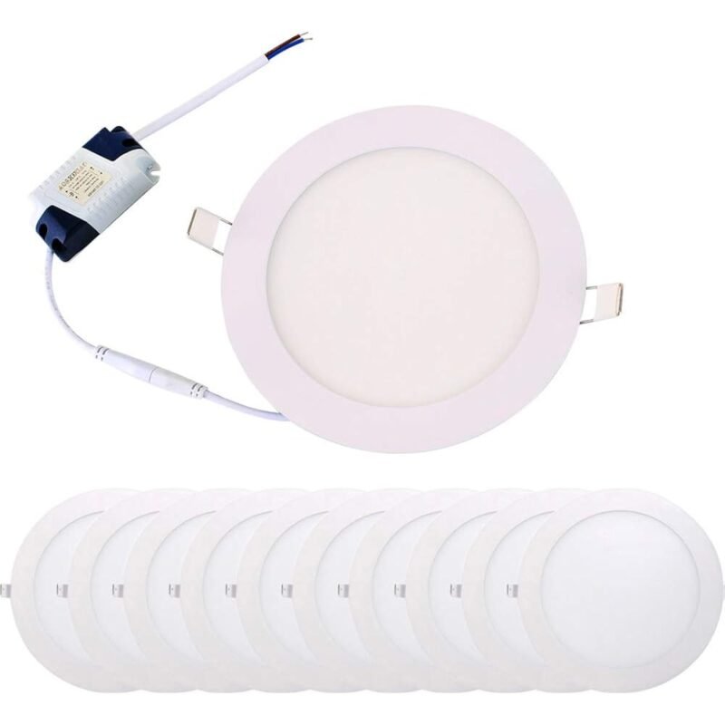 Zoostliss 18W 8 pulgadas Panel Downlight Redondo Empotrado Blanco Frío