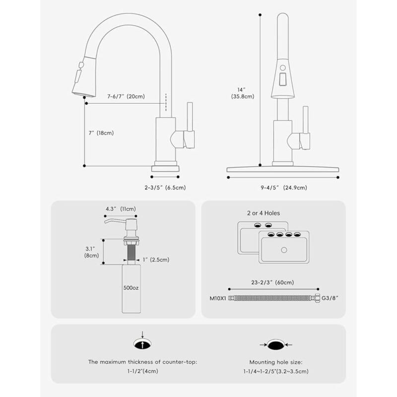 Grifo AJO BEND de Cocina Negro Mate con Rociador Extraíble y Sensor de Movimiento - Imagen 6