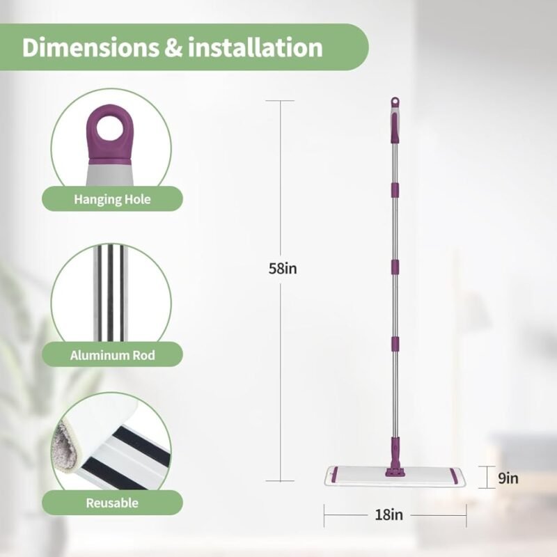 CQT Sistema de limpieza mopa microfibra plana 18 pulgadas para pisos - Imagen 2