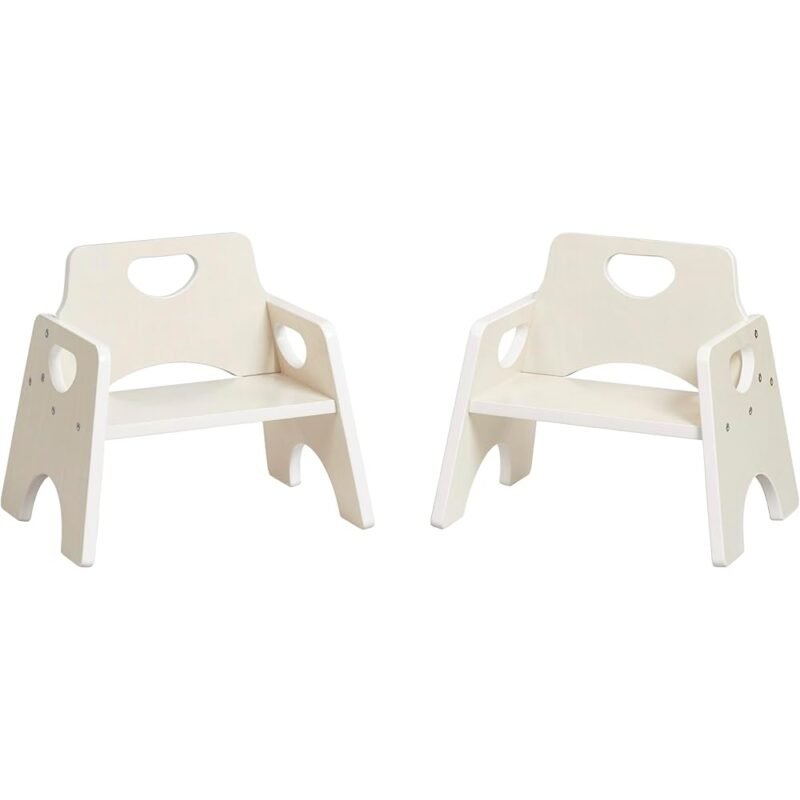 ECR4Kids Silla Apilable de Madera para Niños Pequeños Blanco Paquete de 2