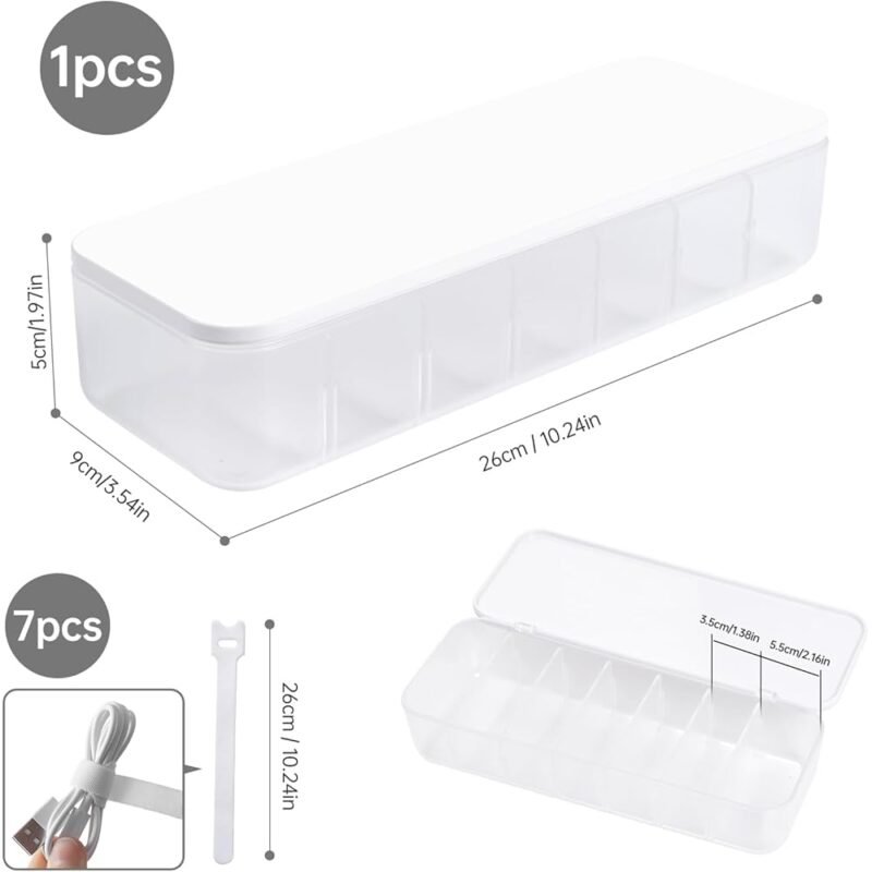 Organizador de Cables PAVSTINE con 7 Bridas y Compartimentos Ajustables - Imagen 7