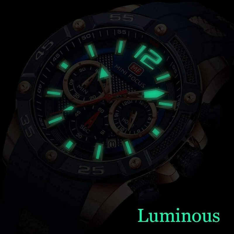 MF MINIFOCUS Reloj para Hombre Resistente al Agua Cronógrafo Azul - Imagen 7