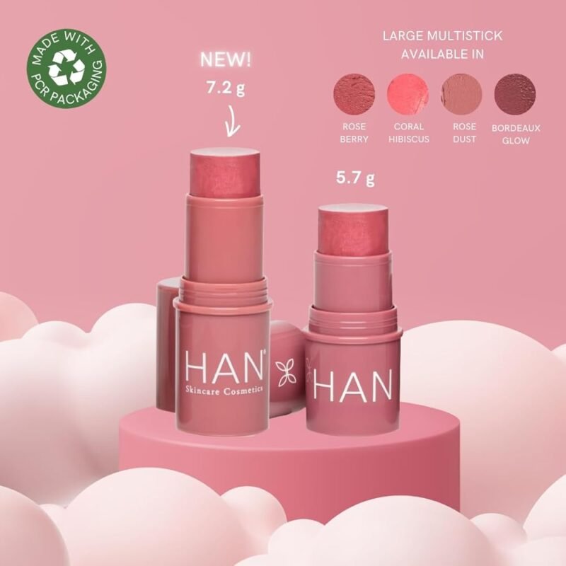 HAN Multistick 3 en 1 Vegano para Mejillas Labios Ojos Hibisco Coral - Imagen 3