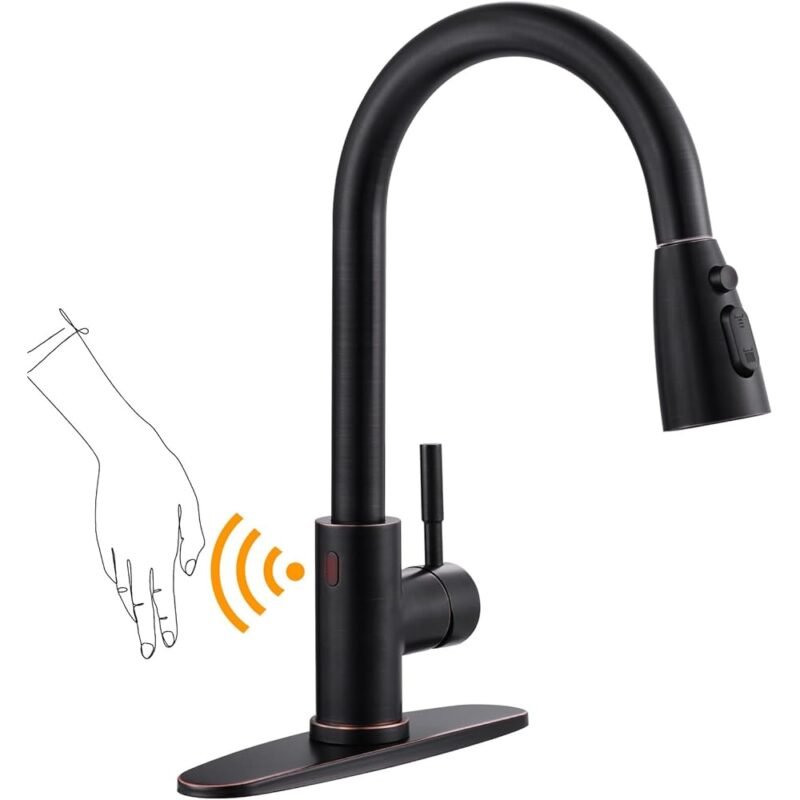 WOWOW Grifo de Cocina Sin Contacto de Acero Inoxidable con Sensor de Movimiento