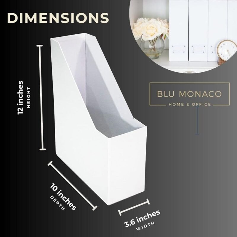 BLU MONACO Juego de 6 Contenedores Blancos para Organización de Revistas - Imagen 7