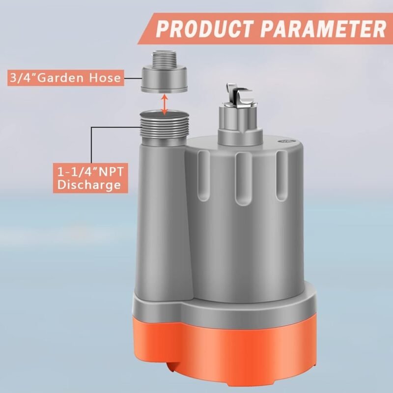 TOPWAY Bomba de agua sumergible 2500 GPH para drenaje eficiente - Imagen 2