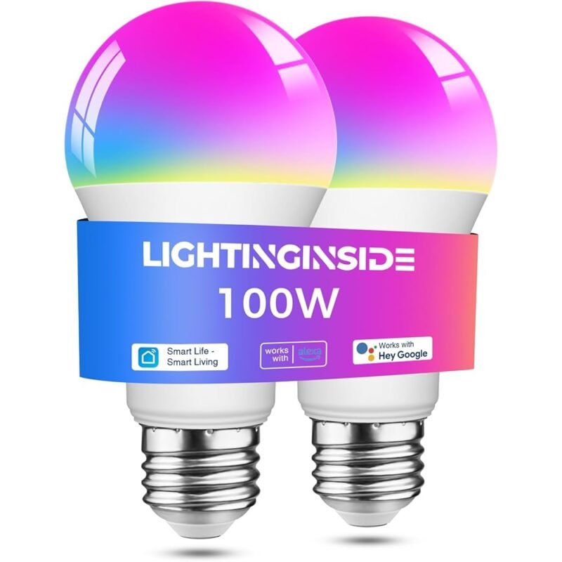 Lightinginside Bombilla Inteligente WiFi 100W 1350Lm E26 RGB y Control de Voz