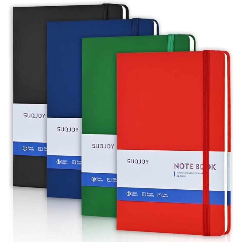 SUQJOY Cuadernos Rayados Paquete de 4 Tapa Dura A5 160 Páginas