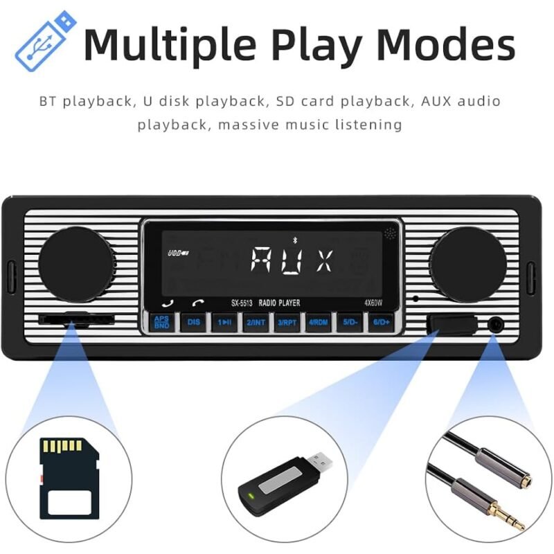 Plixify Radio clásica de coche DIN simple 7 pulgadas Bluetooth - Imagen 6