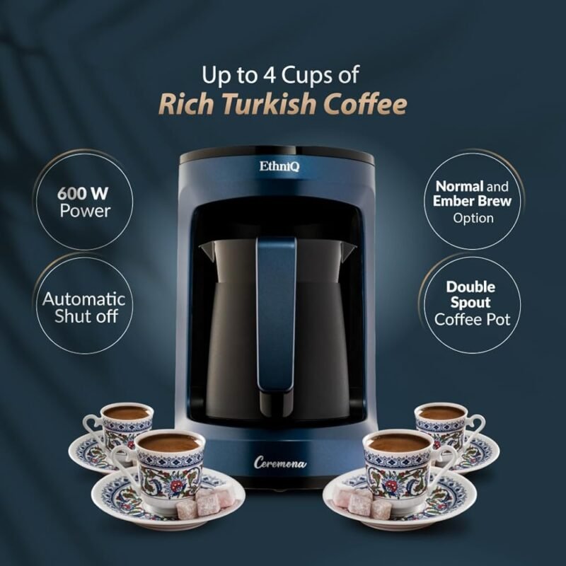 ETHNIQ Cafetera Turca 120 V 1 a 4 Tazas Tecnología Cook Sense Azul - Imagen 2