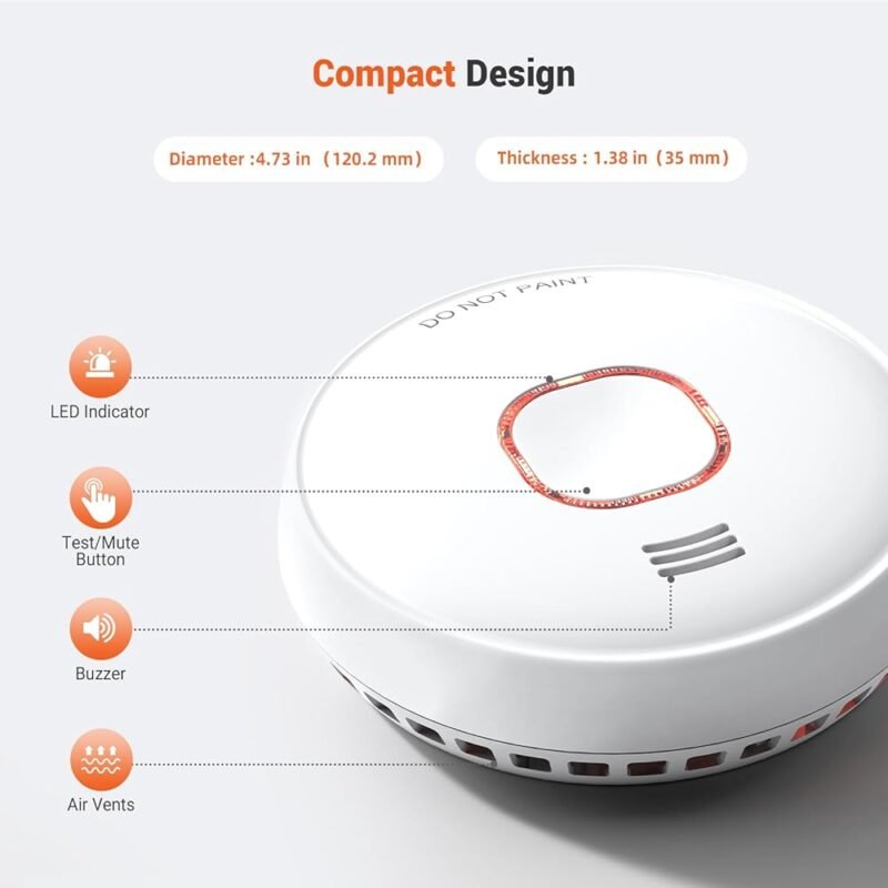 Jemay Detector de Humo Tecnología Fotoeléctrica Alarma con LED - Imagen 6