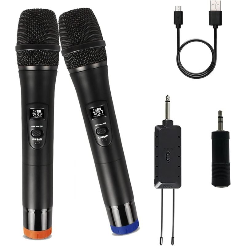 ALPOWL Micrófono Inalámbrico Dual UHF para Karaoke y Eventos