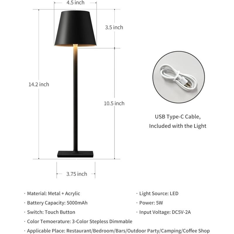 KDG Paquete de 2 lámparas de mesa inalámbricas LED portátiles - Imagen 5