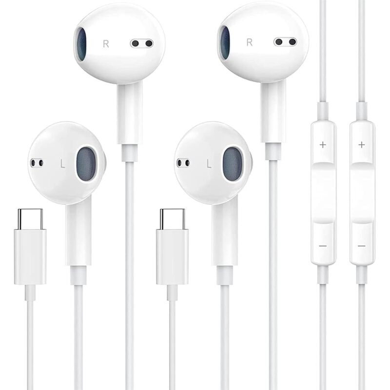 YouthCity Paquete de 2 Auriculares USB C de Alta Fidelidad para iPhone y Galaxy