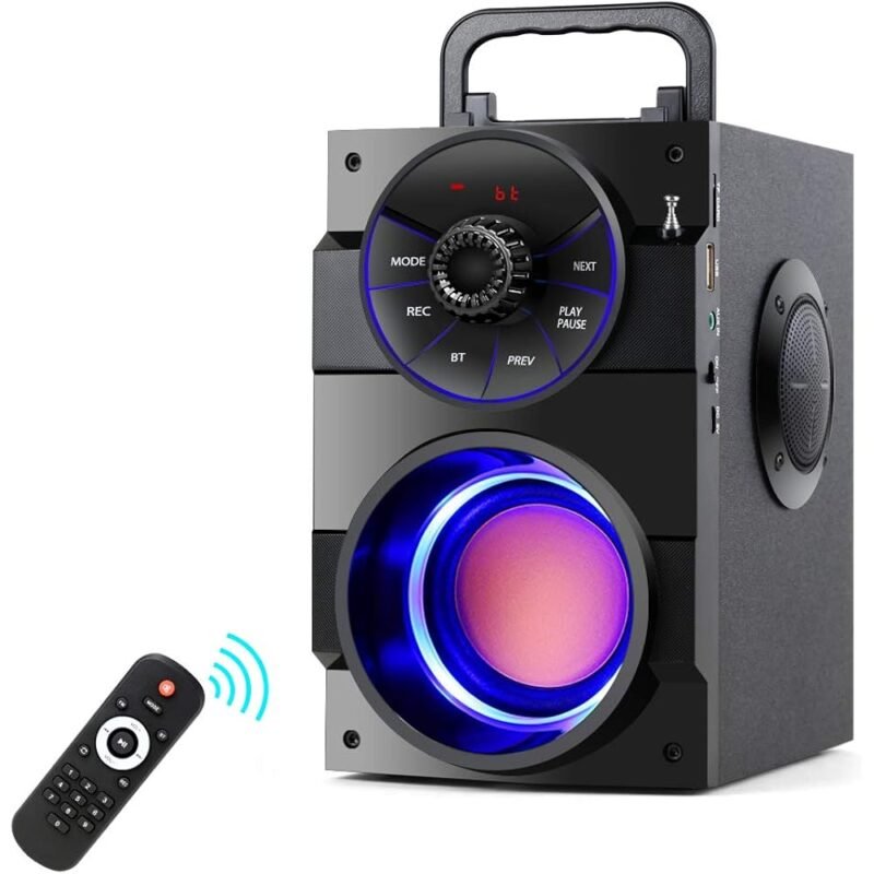 LEIWUS Altavoces Bluetooth Portátiles con Subwoofer y Luces LED