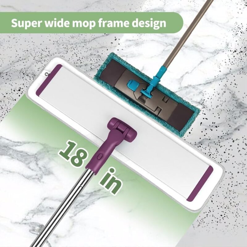 CQT Sistema de limpieza mopa microfibra plana 18 pulgadas para pisos - Imagen 4