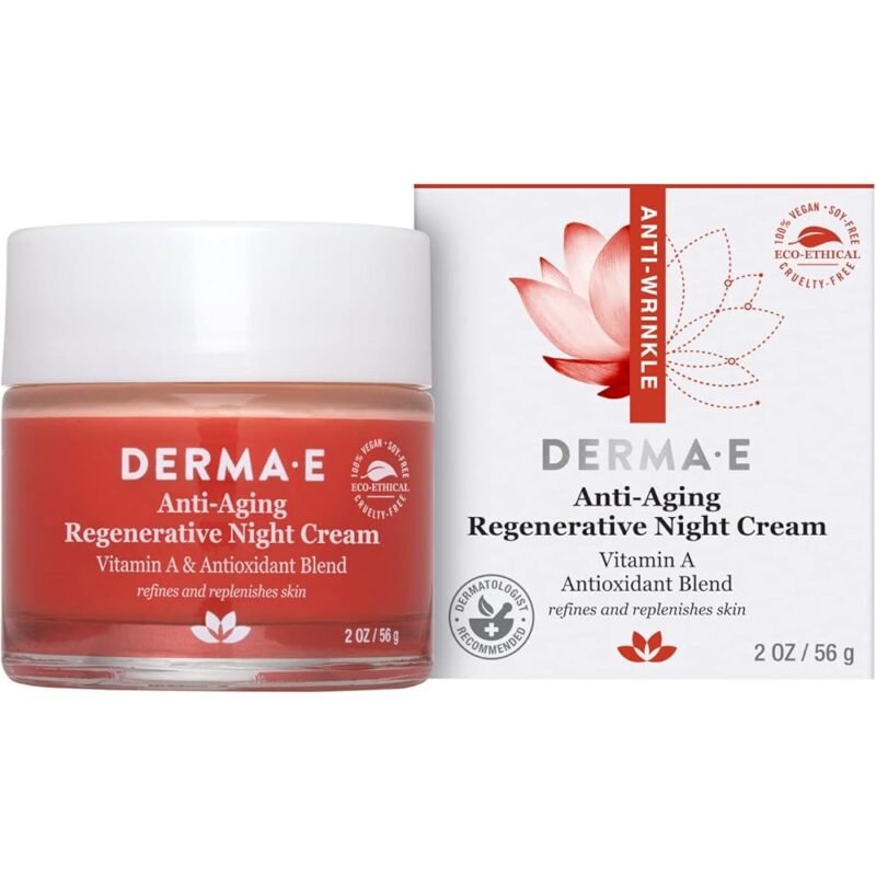 DERMA E Crema de Noche Regenerativa Antienvejecimiento para la Piel