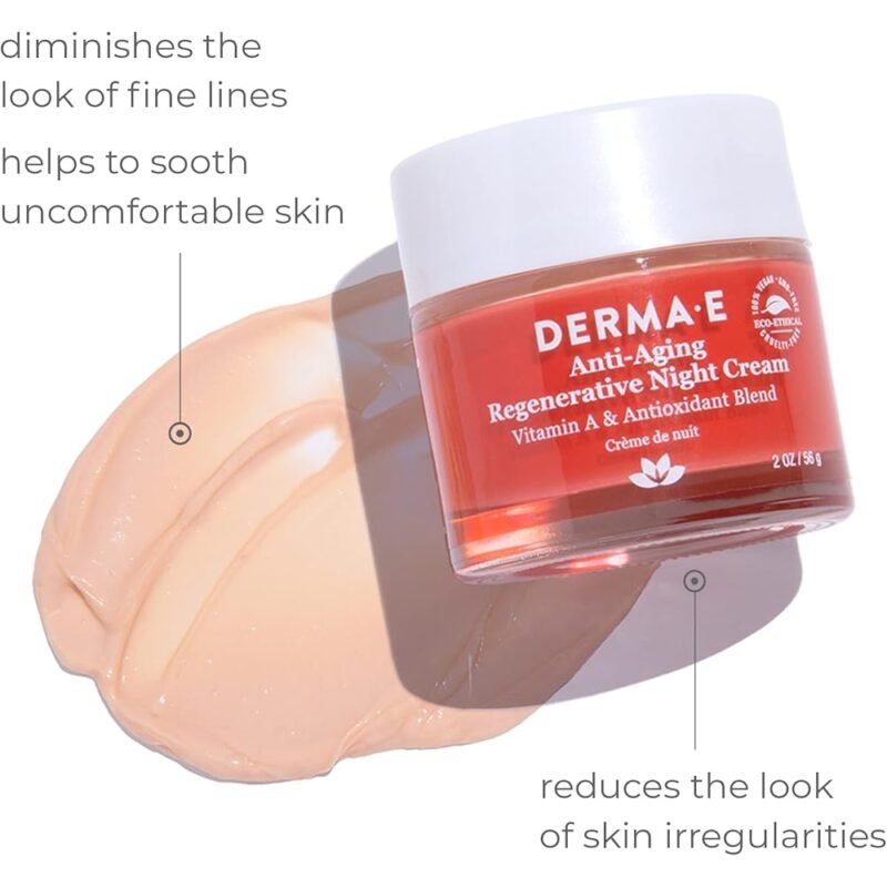 DERMA E Crema de Noche Regenerativa Antienvejecimiento para la Piel - Imagen 2