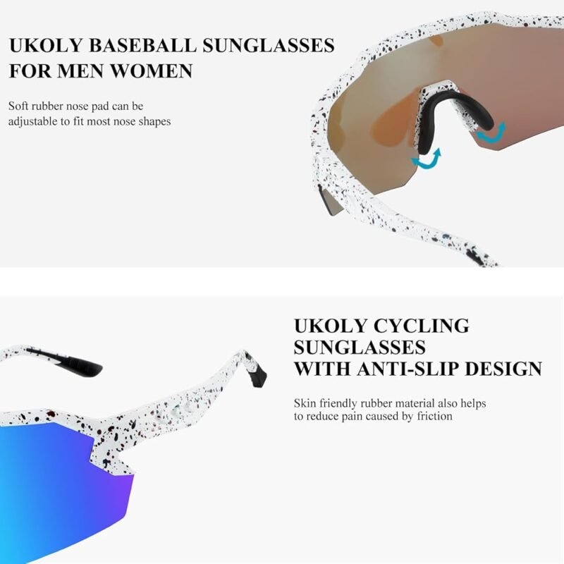 Ukoy Gafas de Sol de Béisbol para Hombres y Mujeres Protección UV400 - Imagen 6