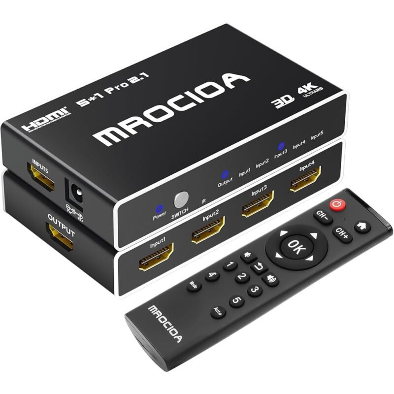 MROCI OA Interruptor HDMI 8K 60Hz 4K 120Hz 5 en 1 con Control Remoto