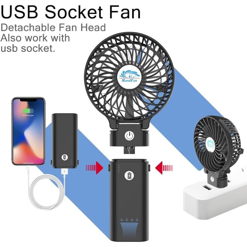 HandFan Ventilador de Mano Portátil 10400 mAh con Cargador USB - Imagen 5