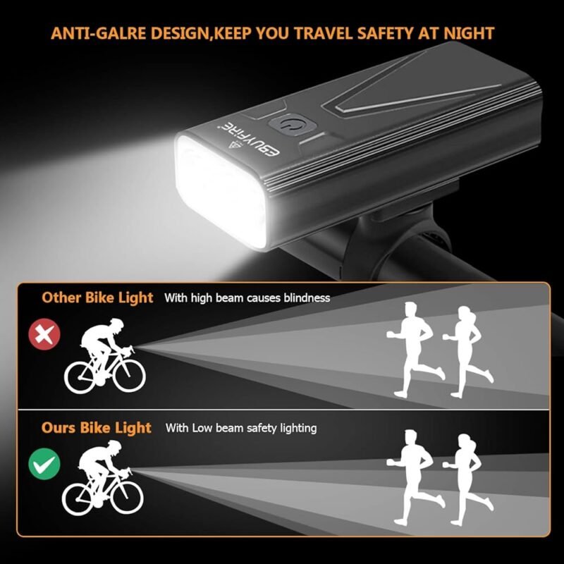 EBUYFIRE Luces LED de bicicleta 3000 LM faro y luz trasera recargables - Imagen 4