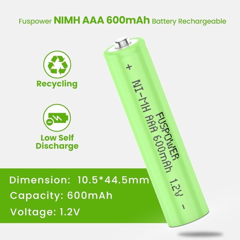 Fuspower Pilas AAA Recargables 600mAh 8 Unidades para Luz Solar y Más - Imagen 2