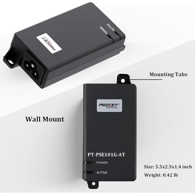 Procet Inyector de Potencia Activo 802.3af 802.3at 30W para Cámaras y Dispositivos PoE - Imagen 5