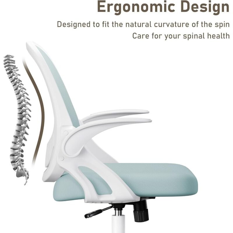 Silybon Silla de Oficina Ergonómica Giratoria con Soporte Lumbar Azul - Imagen 8