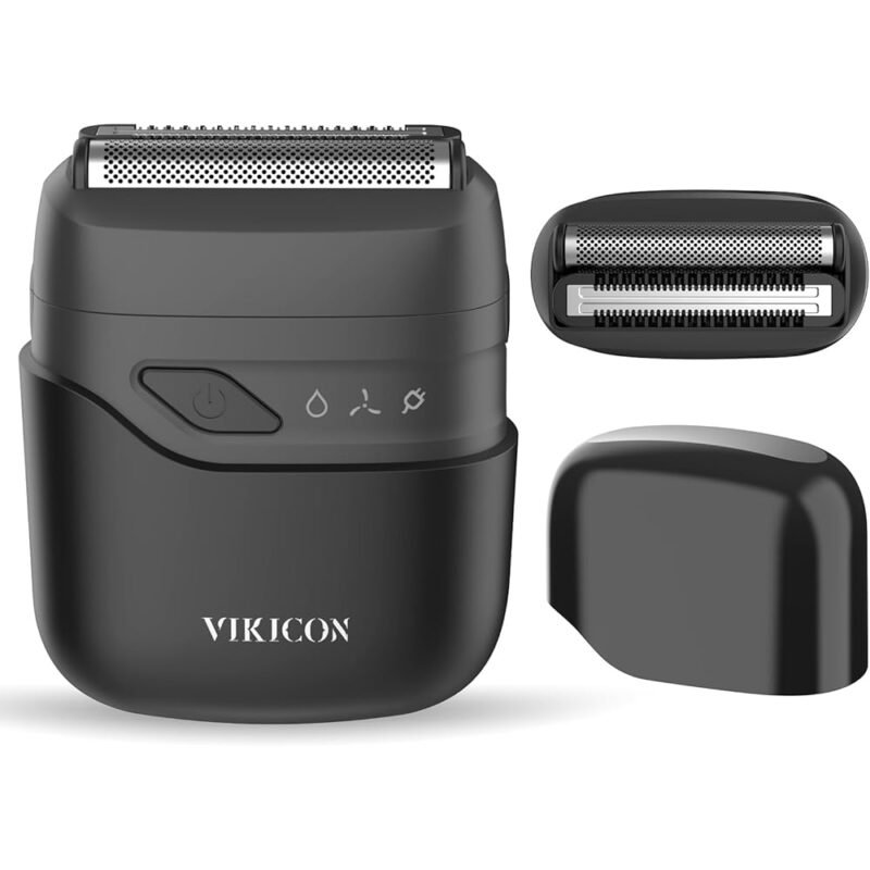 VIKICON Afeitadora eléctrica compacta para hombres con doble cuchilla flotante