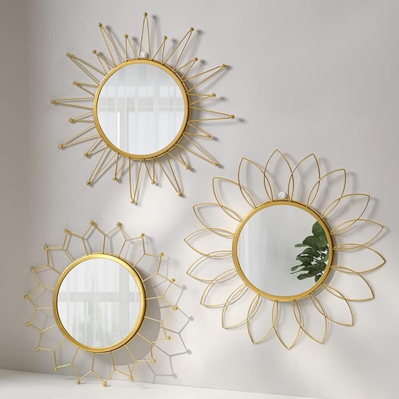 KKTAPOS Espejos Dorados para Pared Diseño de Sol Decoración Bohemia - Imagen 4