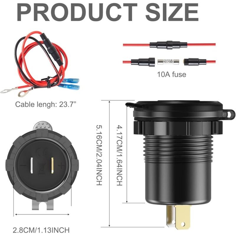 Hapytrip Toma de Corriente USB de Carga Rápida 3.0 con Voltímetro Azul - Imagen 7