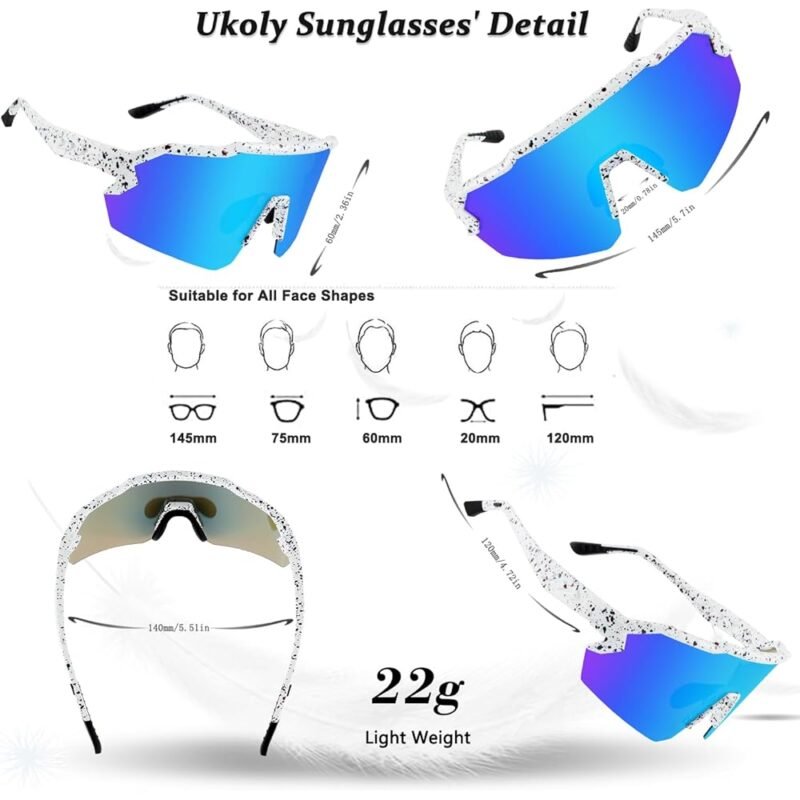 Ukoy Gafas de Sol de Béisbol para Hombres y Mujeres Protección UV400 - Imagen 2