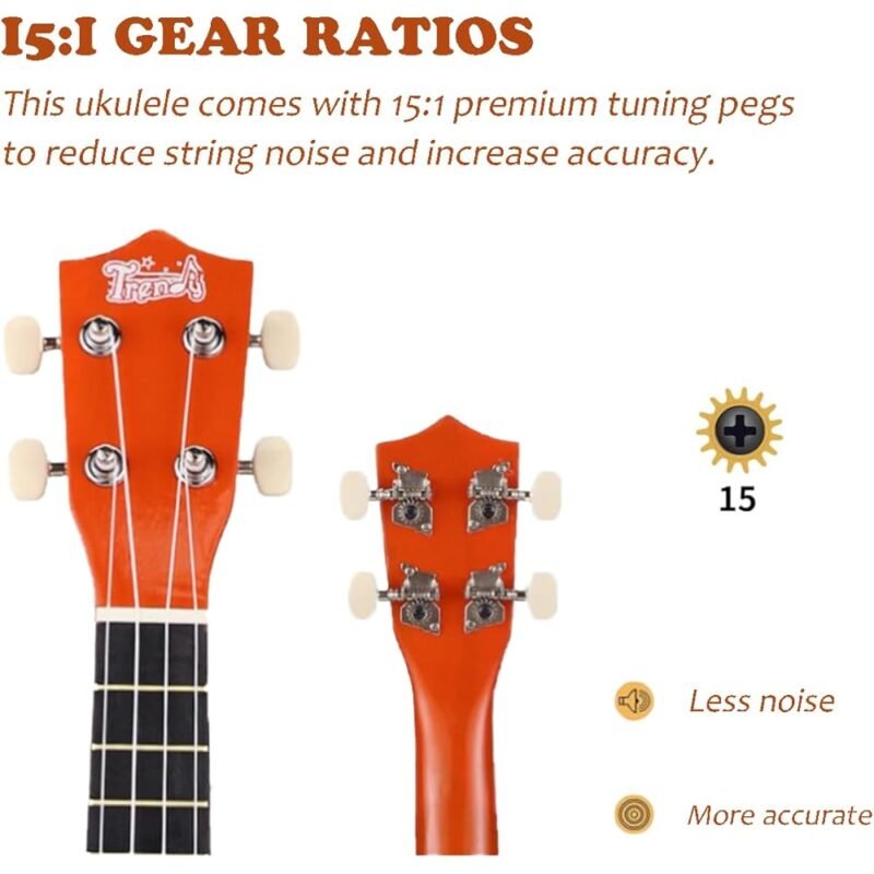 Ukelele Soprano Trendy 21 Pulgadas para Principiantes Color Naranja - Imagen 4