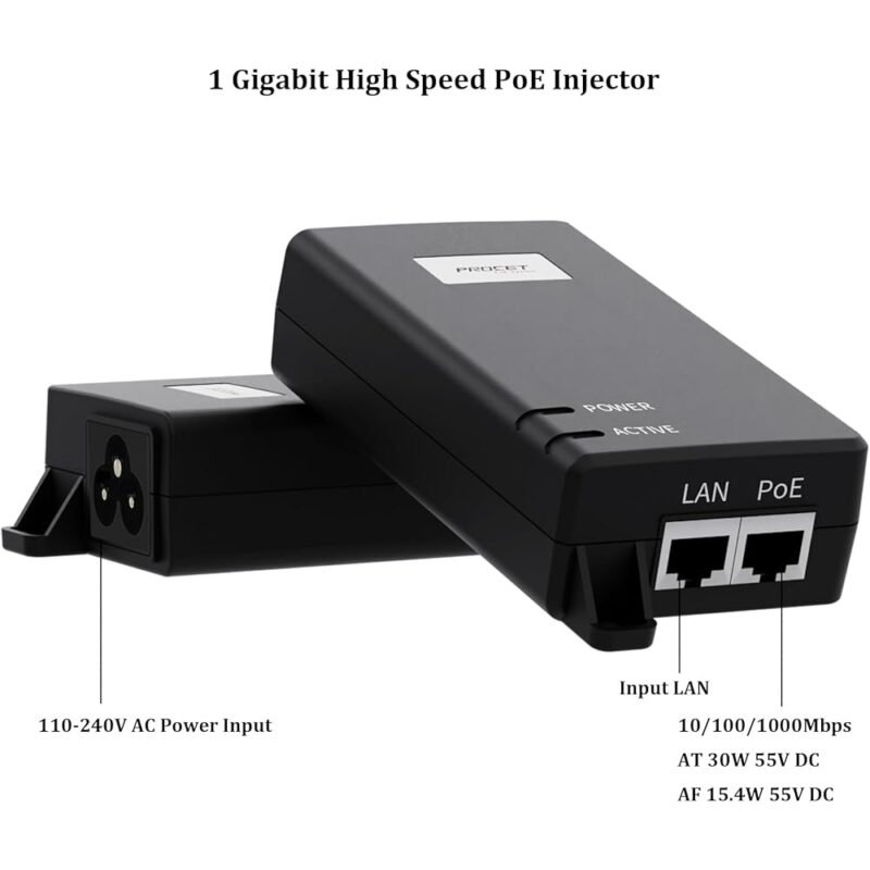 Procet Inyector de Potencia Activo 802.3af 802.3at 30W para Cámaras y Dispositivos PoE - Imagen 2