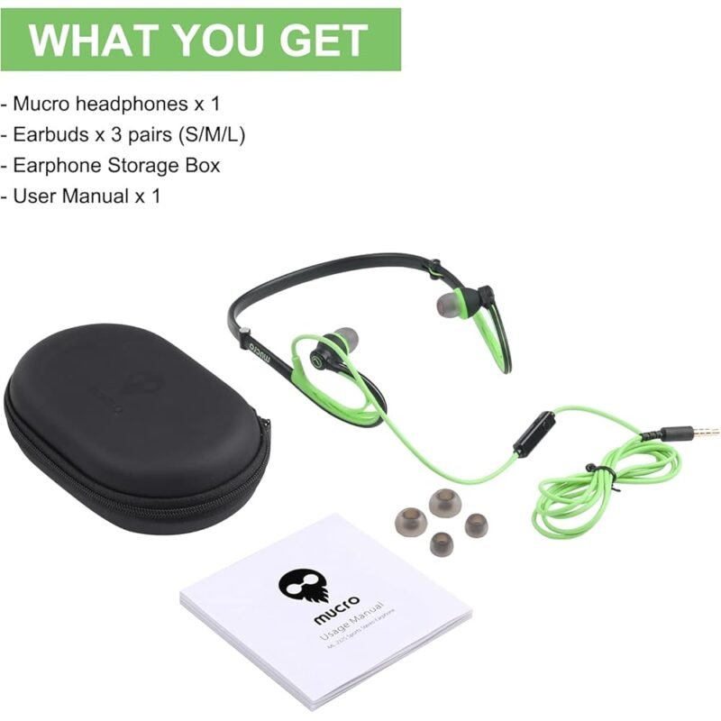 Auriculares MUCRO para Correr con Banda para el Cuello y Funda de Transporte - Imagen 7