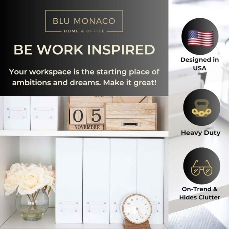 BLU MONACO Juego de 6 Contenedores Blancos para Organización de Revistas - Imagen 5