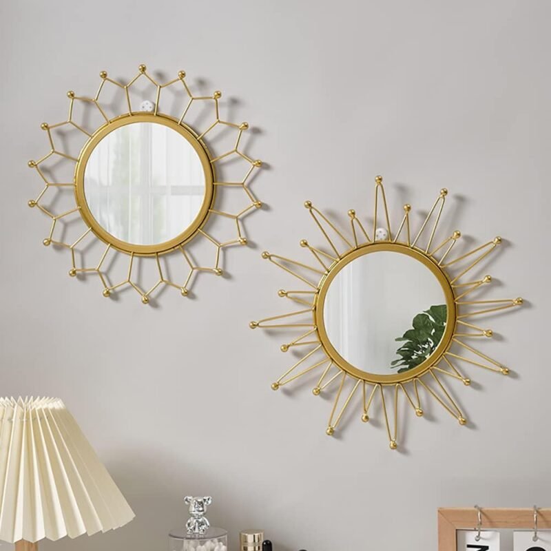 KKTAPOS Espejos Dorados para Pared Diseño de Sol Decoración Bohemia - Imagen 8