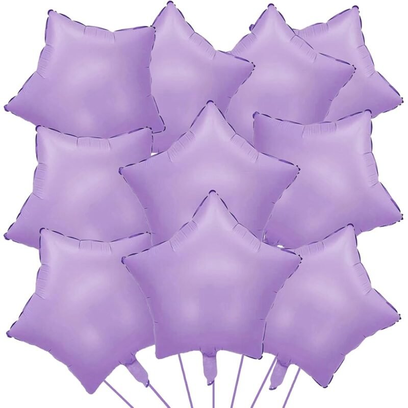 KALOR Globos de Mylar Estrella Morado Pastel 18 Pulgadas 10 Piezas