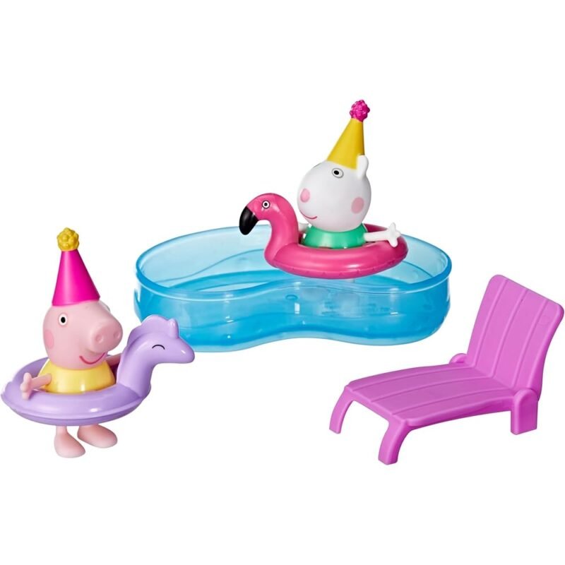 Peppa Pig Peppa's Pool Party Playset con 2 figuras y 4 accesorios