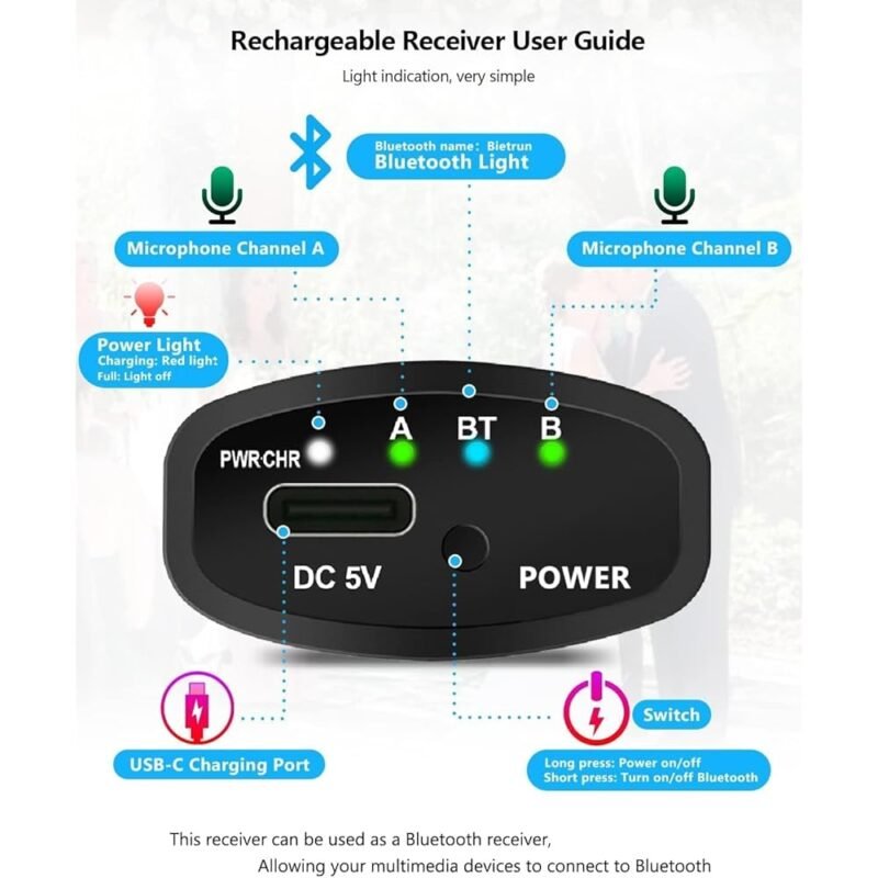 Bietrun Micrófono inalámbrico recargable para karaoke y eventos - Imagen 6