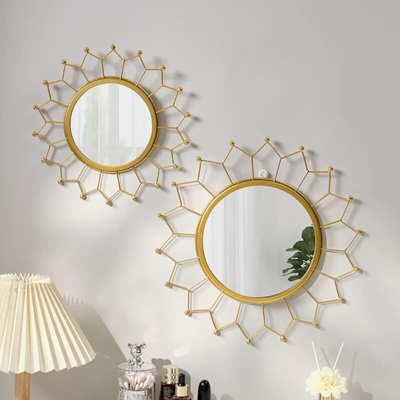 KKTAPOS Espejos Dorados para Pared Diseño de Sol Decoración Bohemia - Imagen 5