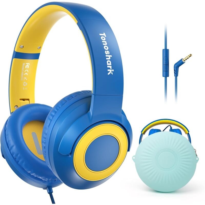 Auriculares con cable para niños Tonoshark con micrófono volumen seguro