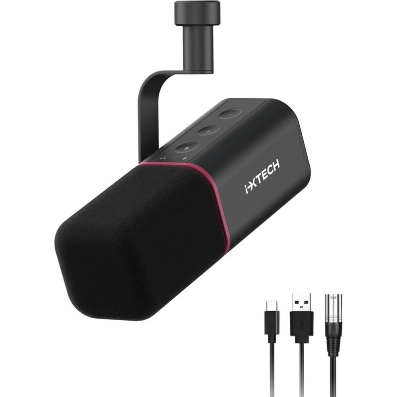 IXTECH Micrófono dinámico cardioide USB XLR para podcasting y grabación