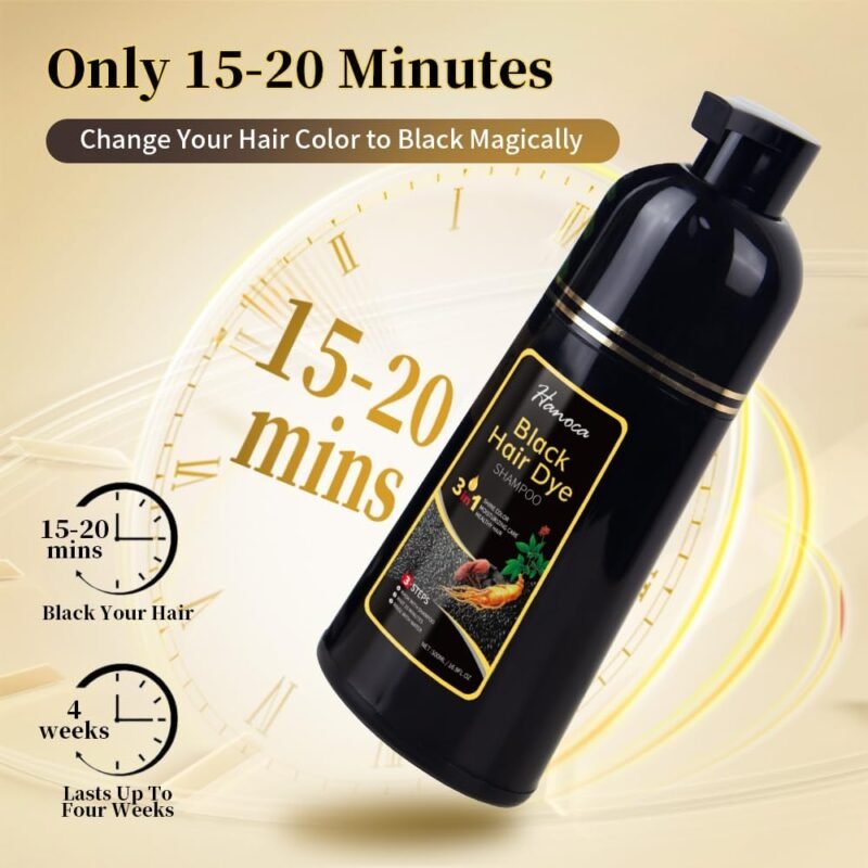 Champú de Tinte para Cabello Negro 3 en 1 Hanoca - Imagen 2