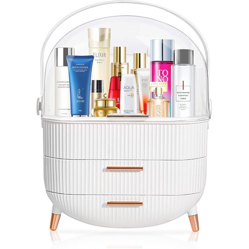 MASSY Caja de almacenamiento de maquillaje Oval organizador portátil de cosméticos