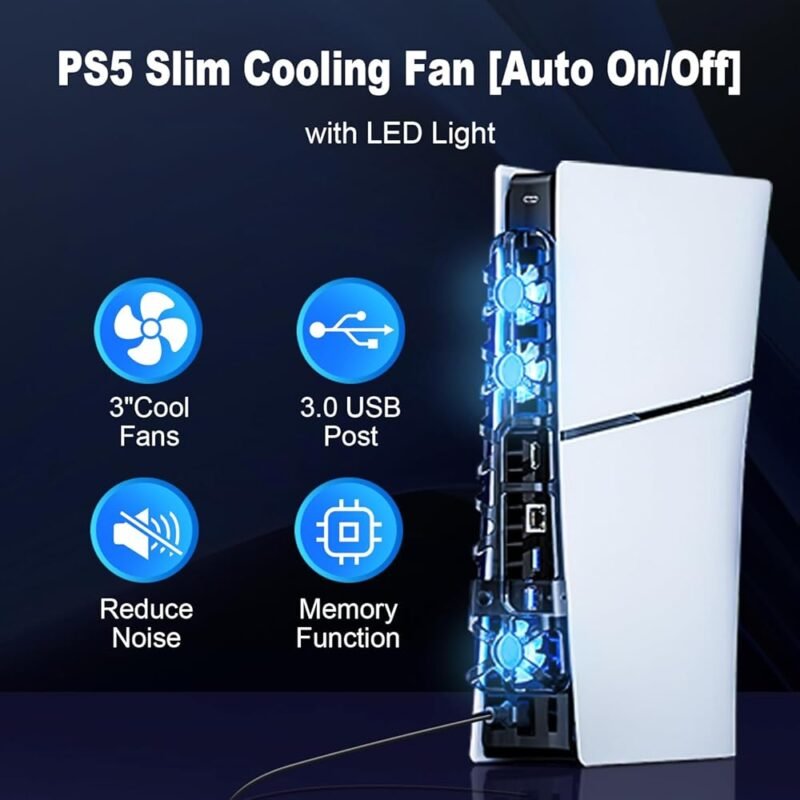 DOBE Ventilador de Refrigeración PS5 Slim con Luz LED y Control Automático - Imagen 2